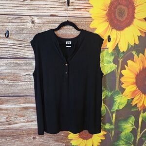 Anne Klein Black Sleeveless Henley-Style Camisole